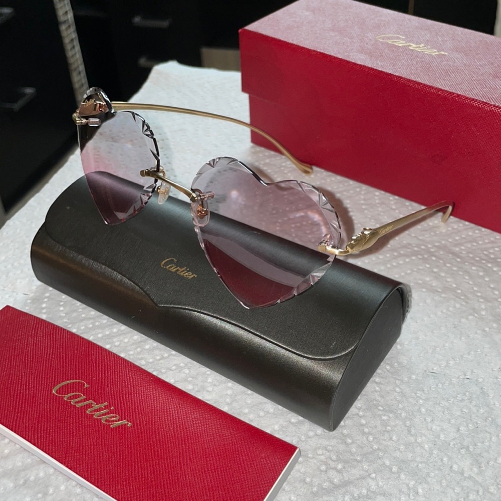 Rimless Heart Shaped Authentic Cartier Shades womens
